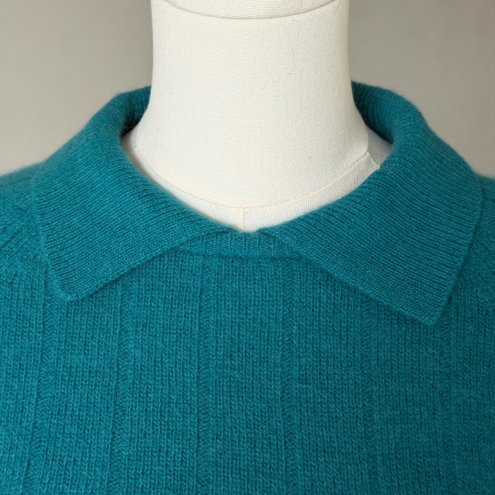 Crystal Sportswear Lambswool/Angora Blend Turquoise Vintage Sweater-M - Picture 2 of 16